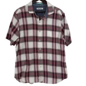 Tommy Bahama Pink Plaid Short Sleeve Button Front Shirt Men’s Large